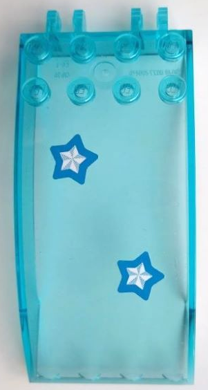 Windscreen 8 x 4 x 2 Curved with Locking Dual 2 Fingers with White and Dark Azure Stars Pattern (Stickers) - Set 41339