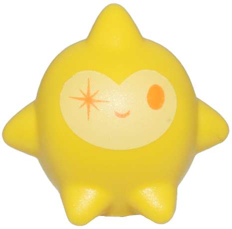 Star, Wish with Orange Oval Left Eye, Sparkle Right Eye, and Grin on Bright Light Yellow Background Pattern