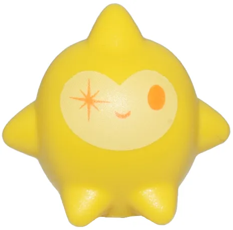 Star, Wish with Orange Oval Left Eye, Sparkle Right Eye, and Grin on Bright Light Yellow Background Pattern