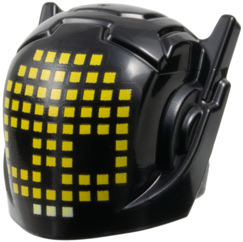 Minifigure, Headgear Helmet with Ear Antennas with Square Dot Matrix Yellow Skull with Bright Light Yellow Teeth Pattern