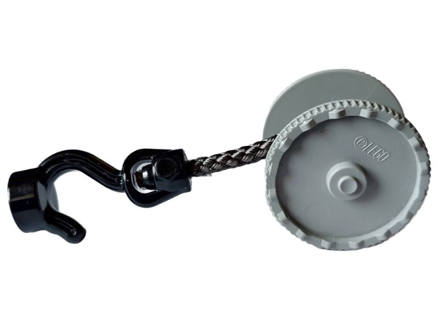 Duplo Winch Drum Wide with Pearl Dark Gray Thick String and Black Thin Hook Rotating with Stud Holder