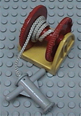 Duplo Hose Reel Holder 2 x 2 with Red Drum, Light Gray Hose Nozzle with Handles, String