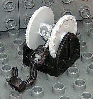 Duplo Hose Reel Holder 2 x 2 with Light Bluish Gray Drum, Black Tow Hook, String