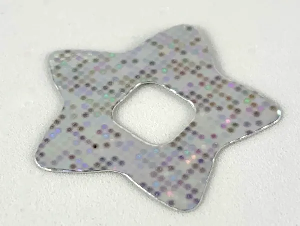 Clikits, Icon Accent Plastic Star 3 1/4 x 3 1/4 with Holographic Grid of Squares Pattern