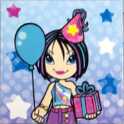 Clikits Frame Insert, Paper 4 x 4 with Star Character Holding Balloon and Present on Blue Gradient Background Pattern