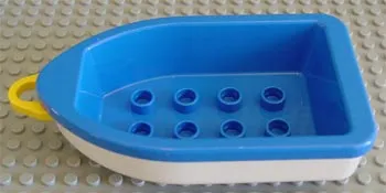 Duplo Boat with 2 x 4 Studs Inside with Yellow Tow Loop and White Bottom