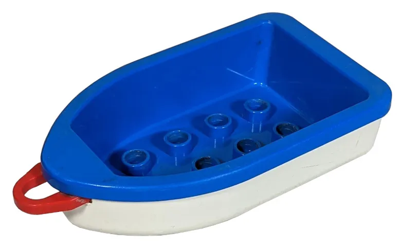 Duplo Boat with 2 x 4 Studs Inside with Red Tow Loop and White Bottom