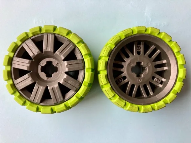Wheel 72 x 34 with Lime Tire 94 x 40 Balloon Offset Tread
