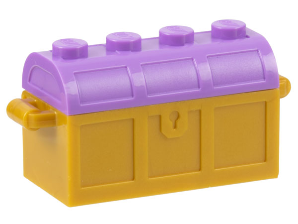 Container, Treasure Chest with Slots in Back and Medium Lavender Thick Hinge Curved Lid (4738a / 4739a)