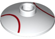 Dish 2 x 2 Inverted (Radar) with Red Baseball Lines / Laces Pattern