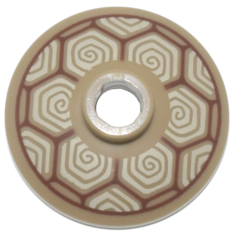Dish 2 x 2 Inverted (Radar) with Turtle Shell with Reddish Brown Hexagons and Tan Spirals Pattern