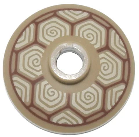 Dish 2 x 2 Inverted (Radar) with Turtle Shell with Reddish Brown Hexagons and Tan Spirals Pattern