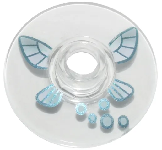 Dish 2 x 2 Inverted (Radar) with White, Light Aqua and Metallic Light Blue Fairy Wings and Circles Pattern (The Legend of Zelda Navi)