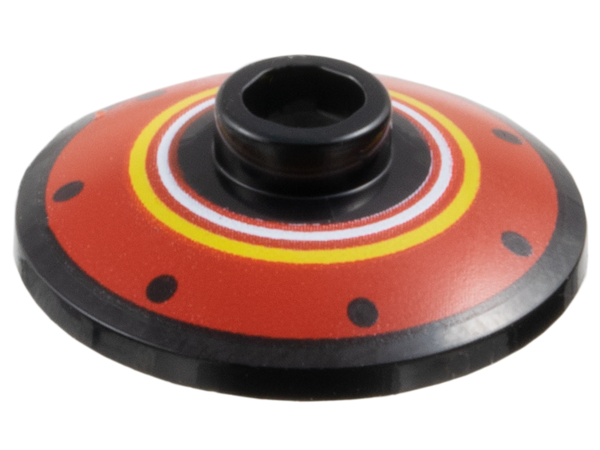 Dish 2 x 2 Inverted (Radar) with Dots and White and Yellow Rings on Red Background Pattern