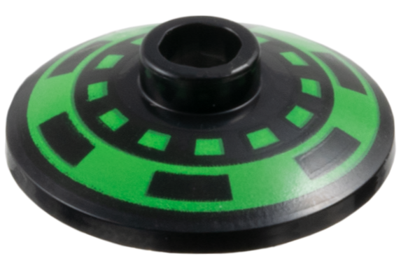 Dish 2 x 2 Inverted (Radar) with Bright Green Dotted Circle and Thick Outer Ring with Black Dashes Pattern