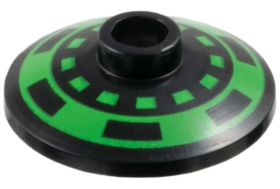 Dish 2 x 2 Inverted (Radar) with Bright Green Dotted Circle and Thick Outer Ring with Black Dashes Pattern