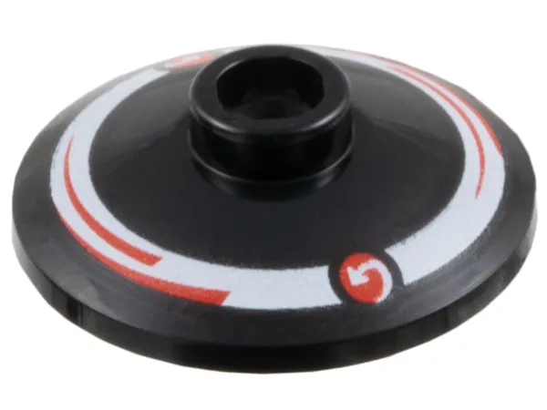 Dish 2 x 2 Inverted (Radar) with Red Circles with Curved Arrows MoneyGram Logos and Arcs on White Ring Pattern Model Left Side