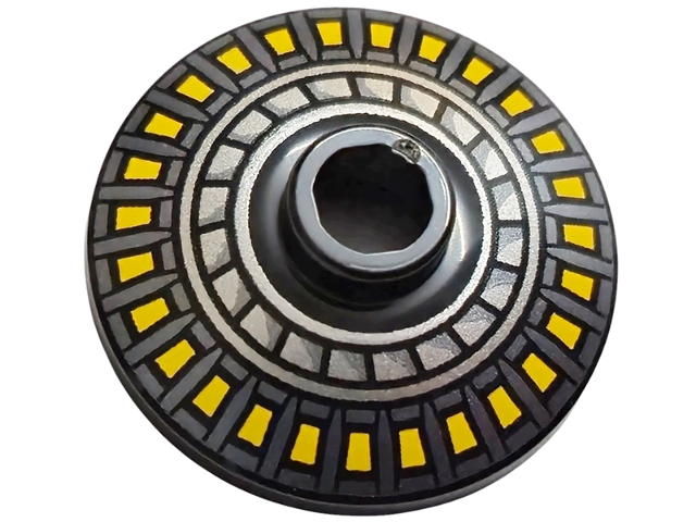 Dish 2 x 2 Inverted (Radar) with Bright Light Orange Ring, Dark Silver and Silver Radial Pattern