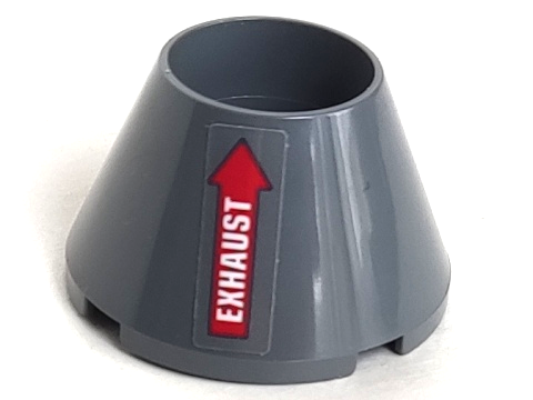 Cone 4 x 4 x 2 Hollow No Studs with Red Arrow and White 'EXHAUST' Pattern Model Left Side (Sticker) - Set 70916