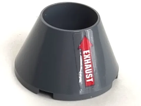 Cone 4 x 4 x 2 Hollow No Studs with Red Arrow and White 'EXHAUST' Pattern Model Right Side (Sticker) - Set 70916