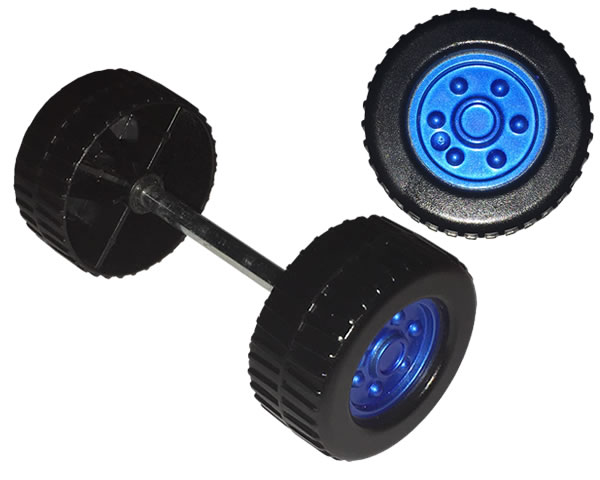Duplo Wheel with Tread (30mm diameter) Double Assembly with Metal Axle (40mm) and Pearl Sand Blue Classic Hub Pattern