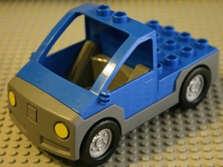 Duplo Truck Pickup Flatbed with Dark Bluish Gray Base
