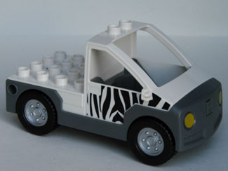 Duplo Truck Pickup Flatbed with Dark Bluish Gray Base with Zebra Stripes Pattern