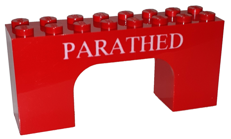 Arch 2 x 8 x 3 with White 'PARATHED' Pattern