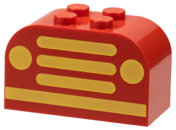 Slope, Curved 4 x 2 x 2 Double with 4 Studs with Yellow Car Grille and Headlights Pattern