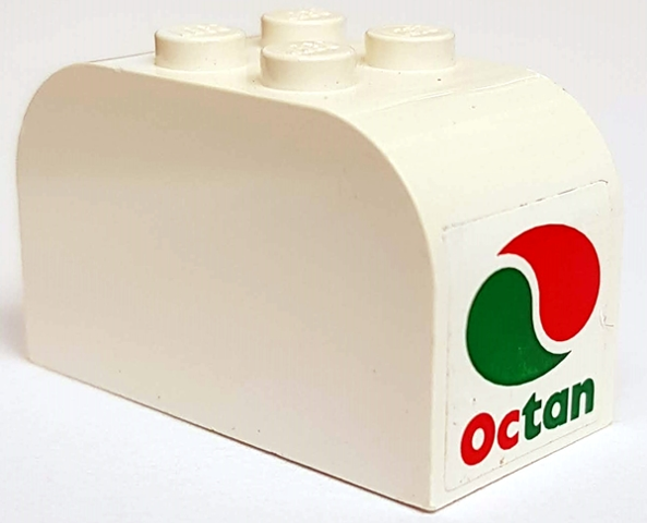 Slope, Curved 4 x 2 x 2 Double with 4 Studs with Octan Logo Pattern on both ends (Stickers) - Sets 2532 / 2718