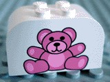 Slope, Curved 4 x 2 x 2 Double with 4 Studs with Teddy Bear Pattern