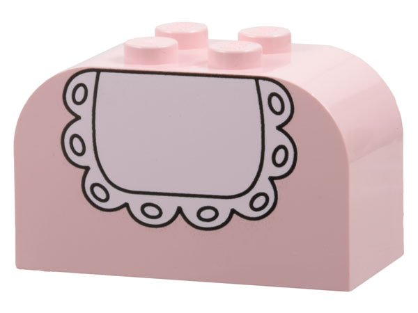 Slope, Curved 4 x 2 x 2 Double with 4 Studs with Baby Bib Pattern