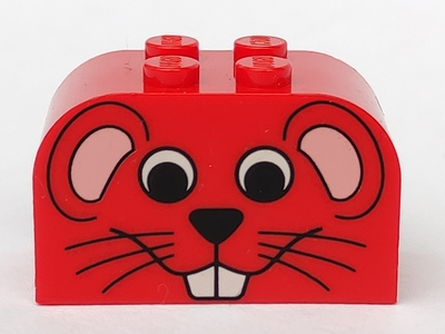 Slope, Curved 4 x 2 x 2 Double with 4 Studs with Mouse Face Pattern