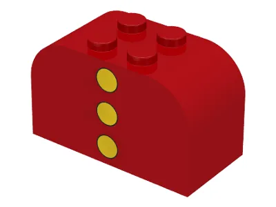 Slope, Curved 4 x 2 x 2 Double with 4 Studs with 3 Yellow Dots Pattern