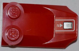 Slope, Curved 3 x 2 x 2/3 with 2 Studs, Wing End with Vent, White '2' and Triangle Pattern Model Left Side (Sticker) - Set 7977