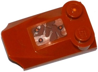 Slope, Curved 3 x 2 x 2/3 with 2 Studs, Wing End with Rust and 3 Rivets Pattern Model Left Side (Sticker) - Set 70143