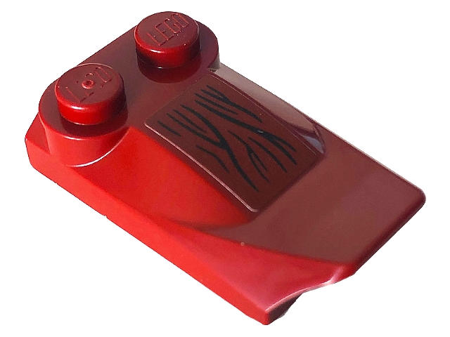 Slope, Curved 3 x 2 x 2/3 with 2 Studs, Wing End with Dark Red Skin and Black Lines Pattern (Sticker) - Set 76154