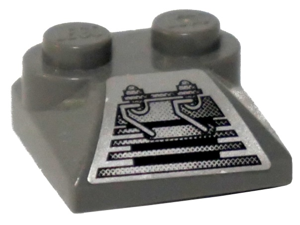 Slope, Curved 2 x 2 x 2/3 with 2 Studs and Curved Sides with Grille & Mechanics Pattern Model Left (Sticker) - Set 8132