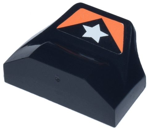 Slope, Curved 1 x 2 x 2/3 Wing End with White Star and Orange Pattern (Sticker) - Set 8661
