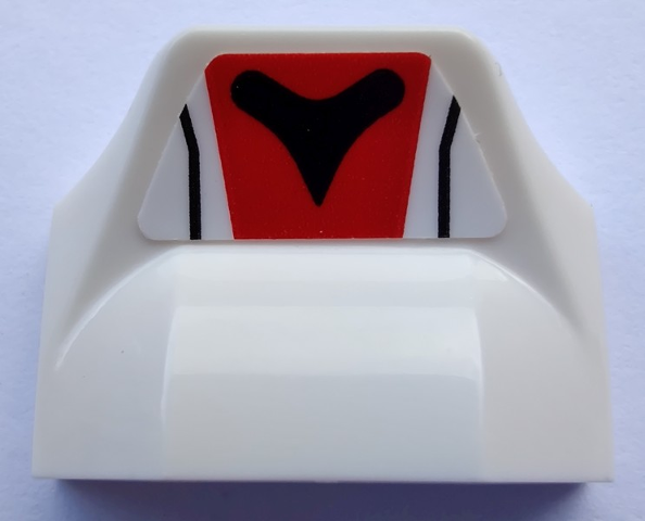 Slope, Curved 1 x 2 x 2/3 Wing End with Black Lines, Red Stripe and Letter V Pattern (Sticker) - Set 80012