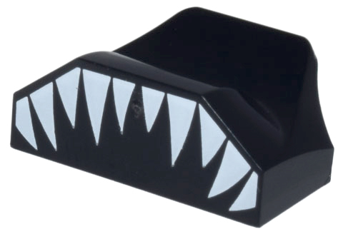 Slope, Curved 1 x 2 x 2/3 Wing End with White Pointed Teeth Pattern