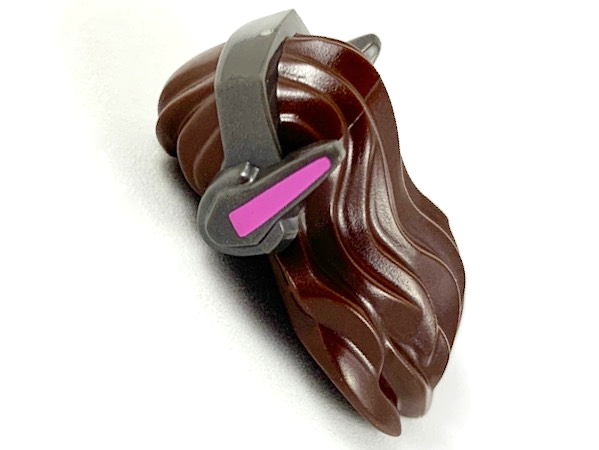 Minifigure, Hair Long and Wavy with Dark Bluish Gray Headset with Dark Pink Ears Pattern