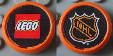 Sports Hockey Puck, Small (Wheel) with LEGO and NHL Logo Pattern (Stickers) - Set 3579