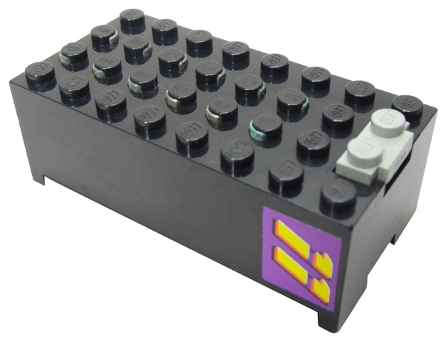 Electric 9V Battery Box Small without Battery Cover with Yellow '11' on Purple Background Pattern on Both Sides (Stickers) - Sets 3038 / 8266