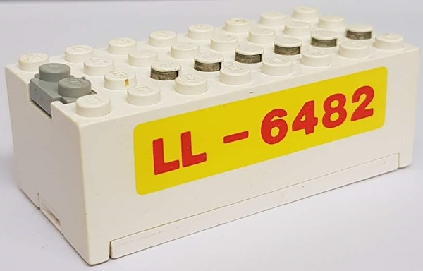 Electric 9V Battery Box Small with Red 'LL-6482' on Yellow Background Pattern