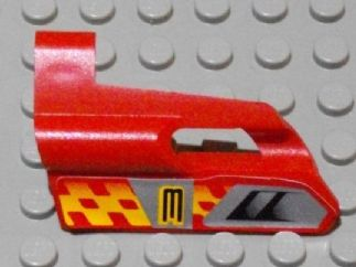 Technic, Panel Fairing #24 Small Short, Small Hole, Side B with Number 3, Air Vents and Orange Checkered Racing Pattern (Sticker) - Set 8650