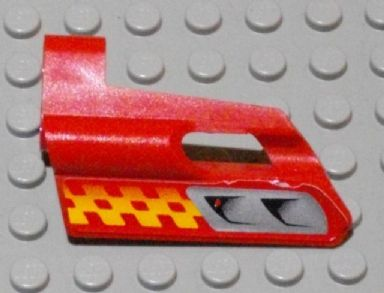 Technic, Panel Fairing #24 Small Short, Small Hole, Side B with Air Vents and Orange Checkered Racing Pattern (Sticker) - Set 8650