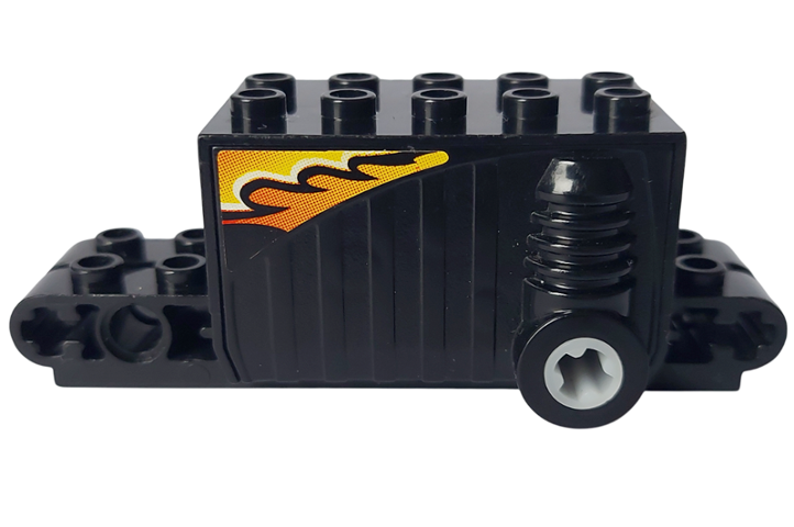 Pullback Motor 9 x 4 x 2 2/3 with Orange, White and Black Flame Pattern on Both Sides (Stickers) - Set 8382