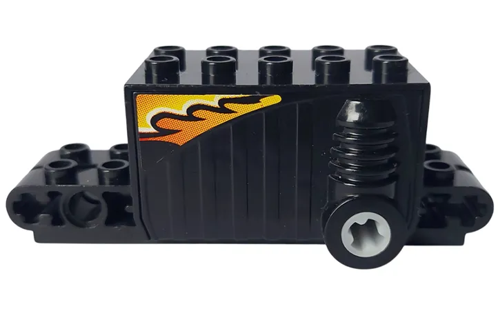 Pullback Motor 9 x 4 x 2 2/3 with Orange, White and Black Flame Pattern on Both Sides (Stickers) - Set 8382