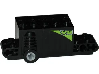 Pullback Motor 9 x 4 x 2 2/3 with Lime 'V8' Pattern on Both Sides (Stickers) - Set 8647